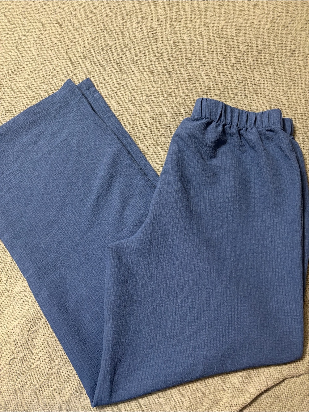 SHEIN Dusty Blue Textured wide leg dress pants